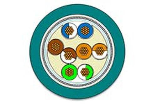 Molex/Waldom، 155421-6004، كابل شبكة Flamar Ethernet 5e - سترة WSOR - حماية مضفرة بشكل عام - 8 دوائر - 4X(2x0.14mm²) / 4X(2x26 AWG) - 7.20 مم (.283) القطر - 300.0 م (98 (15 عنصر/عناصر) in Kuwait