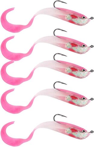 Soft Fishing Lures, 5Pcs Artificial Soft Baits Jig Soft Swimbaits with Hook for Saltwater/Freshwater Fishing (SO050-3) in Saudi Arabia