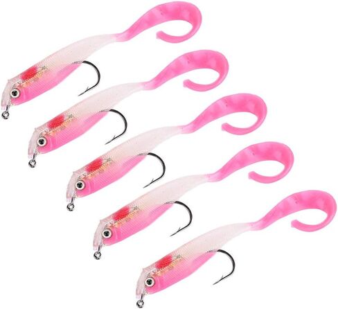 Soft Fishing Lures, 5Pcs Artificial Soft Baits Jig Soft Swimbaits with Hook for Saltwater/Freshwater Fishing (SO050-3) in Saudi Arabia