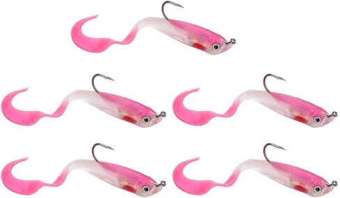 Soft Fishing Lures, 5Pcs Artificial Soft Baits Jig Soft Swimbaits with Hook for Saltwater/Freshwater Fishing (SO050-3) in Saudi Arabia
