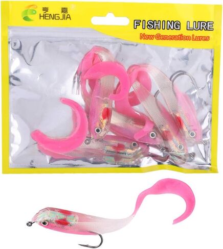Soft Fishing Lures, 5Pcs Artificial Soft Baits Jig Soft Swimbaits with Hook for Saltwater/Freshwater Fishing (SO050-3) in Saudi Arabia