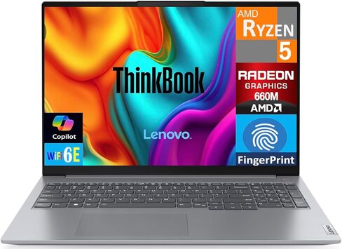 كمبيوتر محمول Lenovo ThinkBook 16 G7 Business بشاشة 16.0 بوصة IPS WUXGA (AMD Ryzen 5 7533HS، 16 جيجابايت DDR5، 1 تيرابايت M.2 PCIe SSD، AMD Radeon، بصمة الإصبع، WiFi 6E، كاميرا ويب، بلوتوث 5.3، Win 11 Pro) in Kuwait
