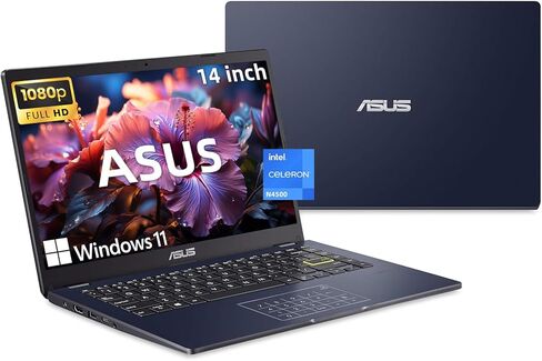كمبيوتر محمول ASUS خفيف الوزن مقاس 14 بوصة، شاشة FHD، Intel رباعي النواة N4500 حتى 2.8 جيجا هرتز، ذاكرة الوصول العشوائي 4 جيجا، 128 جيجا eMMC، شاشة مضادة للتوهج، واي فاي، ويندوز 11 هوم في وضع S، ستار بلاك in Kuwait