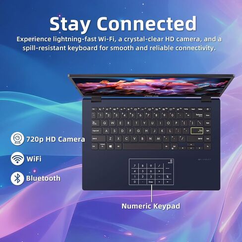 كمبيوتر محمول ASUS خفيف الوزن مقاس 14 بوصة، شاشة FHD، Intel رباعي النواة N4500 حتى 2.8 جيجا هرتز، ذاكرة الوصول العشوائي 4 جيجا، 128 جيجا eMMC، شاشة مضادة للتوهج، واي فاي، ويندوز 11 هوم في وضع S، ستار بلاك in Kuwait