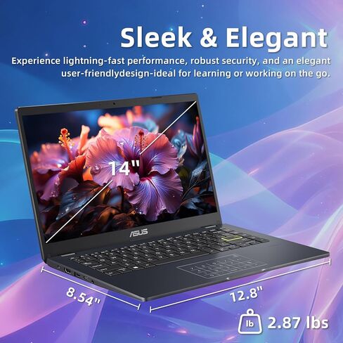 كمبيوتر محمول ASUS خفيف الوزن مقاس 14 بوصة، شاشة FHD، Intel رباعي النواة N4500 حتى 2.8 جيجا هرتز، ذاكرة الوصول العشوائي 4 جيجا، 128 جيجا eMMC، شاشة مضادة للتوهج، واي فاي، ويندوز 11 هوم في وضع S، ستار بلاك in Kuwait