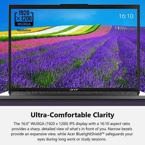 acer Aspire 16 AI Ready Laptop | 16" WUXGA 1920 x 1200 IPS Display | Intel Core Ultra 7 Processor 155U | Intel Graphics | 32GB LPDDR5X | 1TB Gen4 SSD | Wi-Fi 6E | Windows 11 Home | A16-71M-767Z in Saudi Arabia