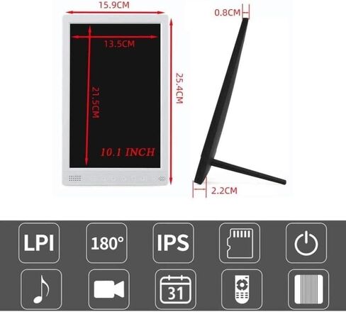 إطار صورة رقمي مقاس 10 بوصات بدقة HD 800X1280 IPS ومشغل فيديو وموسيقى ومنفذ USB ودعم بطاقة SD in Saudi Arabia