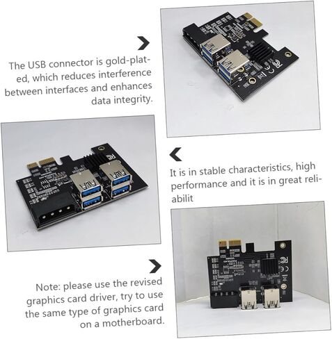 بطاقة محول Pci e من 1 إلى 4 فتحات Pci e USB 3.0 توسيع الناهض لجهاز التعدين إمداد الكمبيوتر بطاقة تمديد سريعة in Kuwait