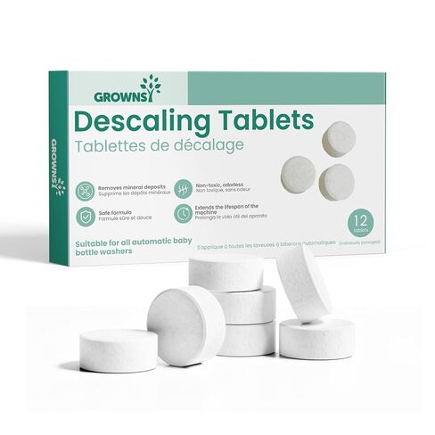 أقراص Descaler Grownsy ، 24 أقراص من التخلص من القسوة المتوافقة مع Momcozy ، Baby Brezza ، غسالة الزجاجة ، فعالة لجميع العلامات التجارية من غسالات زجاجة الأطفال in Saudi Arabia