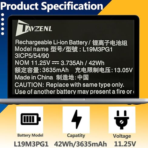 استبدال بطارية L19M3PG1 47Wh لجهاز Lenovo 300e 100e Chromebook الجيل الثاني AST 82CE 82CD IdeaPad 3 CB-11AST05 82H4 Series L19C3PG1 L19L3PG1 11.52V 4125 in Kuwait