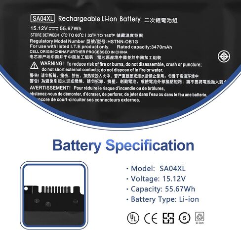 SA04XL L43267-005 بطارية HP Envy X360 15-DR 15-DS 15M-DR 15M-DS 17-CG 15-dr0xxx dr1xxx 15-ds0xxx ds1xxx 15m-ds0xxx ds0011dx 15m-dr0xxx dr0011dx dr0012dx dr1012dx dr1011dx 17m-cg0013dx in Kuwait