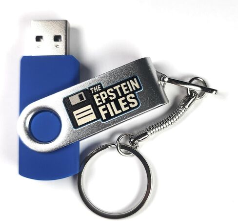 محرك أقراص فلاش Epstein Files سعة 4 جيجابايت USB 3.0، تصميم سلسلة مفاتيح معدنية باللونين الأزرق والفضي، تخزين آمن للمستندات للملفات والصور الخاصة - هدية هفوة عملية بالكامل. in Kuwait
