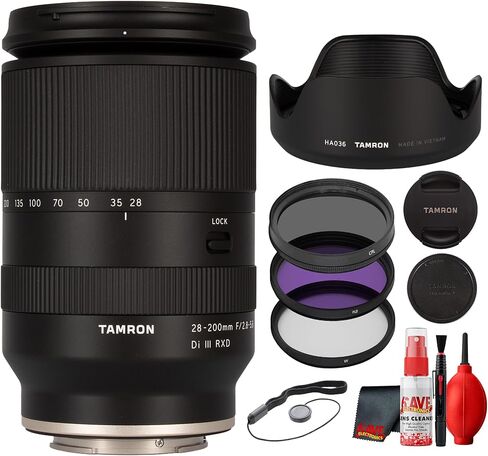 Tamron 28-200mm f/2.8-5.6 RXD Mirrorless Zoom Lens Full-Frame for Sony E-Mount Compact All-in-One Travel Photography Bundle + Filter Kit + Cap Keeper + Cleaning Kit in Saudi Arabia