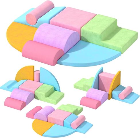 8 Piece Toddler Climbing Blocks，Soft Play Climbing Toys Indoor for Toddlers Ideal Crawling and Exploration Play Set for Baby Gym/Toddler Playground (Rainbow Color, 8pcs) in Saudi Arabia