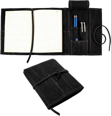 Notebook Cover A5 Waxed Canvas Journal Cover - Refillable Travel Notebook for Men & Women, Compatible With A5 Notebooks, Pens, Cards & Tickets in Saudi Arabia
