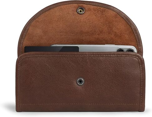 Hide & Drink, Snap Clutch Wallet for Women, Money Holder and Card Organizer with Zippered Pouch, Full Grain Leather, Handmade, Bourbon Brown in Kuwait