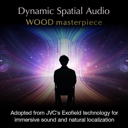 سماعات أذن لاسلكية JVC Wood Masterpiece True، إلغاء الضوضاء، سماعات أذن خالية من الإجهاد، تقليل الضوضاء AI للمكالمات الواضحة، الصوت المكاني الديناميكي - HA-FW5100T-B (أسود البيانو) in Saudi Arabia