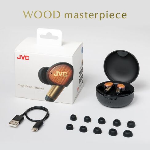 سماعات أذن لاسلكية JVC Wood Masterpiece True، إلغاء الضوضاء، سماعات أذن خالية من الإجهاد، تقليل الضوضاء AI للمكالمات الواضحة، الصوت المكاني الديناميكي - HA-FW5100T-B (أسود البيانو) in Saudi Arabia