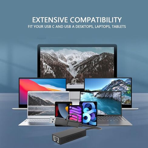 SUNGOOYUE USB C to Ethernet Adapter, 2 5Gbps RJ45 Network Adapter with USB A Port for Pro Air XPS Laptop Desktop Support 10 100 1000 2500Mbps Internet in Saudi Arabia