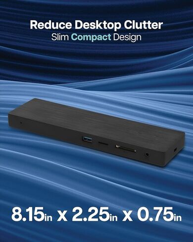 VT2500 USB-C MST 3X شاشة كمبيوتر محمول - 85 وات من الطاقة، 2X DispayPort، 1x HDMI، 4X منافذ USB، صوت، إيثرنت، قارئ SD لنظام التشغيل Windows in Kuwait