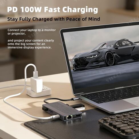 محطة إرساء محور USB-C 12 في 1 مع حاوية M.2 NVMe SATA SSD PD100W TypeC إلى HDMI 4K60 هرتز USB3.0 لأجهزة الكمبيوتر المحمول MacBook Air/Pro in Kuwait