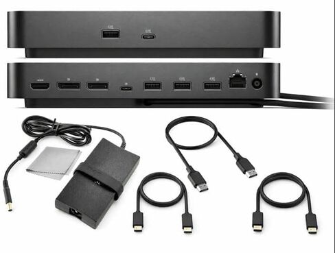 حزمة Dell Pro Smart Dock SD25 - محطة إرساء USB C مع شحن 130 واط + كابل HDMI، كابل USB C، كابل DisplayPort + قطعة قماش للتنظيف، دعم متعدد الشاشات، إيثرنت 2.5 جيجابت، أسود in Saudi Arabia