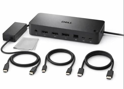 حزمة Dell Pro Smart Dock SD25 - محطة إرساء USB C مع شحن 130 واط + كابل HDMI، كابل USB C، كابل DisplayPort + قطعة قماش للتنظيف، دعم متعدد الشاشات، إيثرنت 2.5 جيجابت، أسود in Saudi Arabia