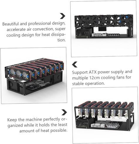 Kisangel Open Frame Graphics Cards Bracket for 8 Gpu Mining Rig Video Cards Storage Frame with High Ventilation and Other Miners in Saudi Arabia
