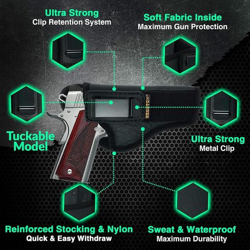 حافظة مسدس IWB قابلة للطي للرجال مخفية تحمل 1911 5 بوصة و4 بوصة، براوننج 9 مم - حافظة مسدس للنساء/الرجال - حافظات مخفية من هيوستن in Kuwait