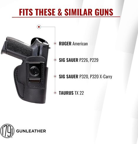 1791 GUNLEATHER P320c حافظة جلدية فاخرة - حافظة IWB CCW ناعمة ومريحة - اليد اليمنى - تناسب HK VP9sk، P2000، 45c، SIG P320c، P229c ومعظم التعاقدات ث. السكك الحديدية in Kuwait