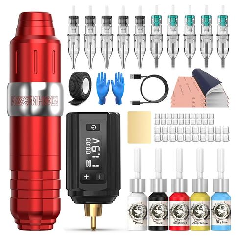 Wormhole Tattoo Gun Kit Cartridge for Beginners Rotary Tattoo Machine Kit Tattoo Pen Kit Tattoo Supplies WTK100 in Kuwait