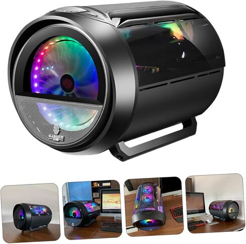 حافظة كمبيوتر الألعاب GALPADA برج تبريد المياه Matx مع لوحة دائرية RGB وحاوية مضيفة للكمبيوتر الشخصي باللون الأسود للاستخدام في المكتب والمقهى in Kuwait