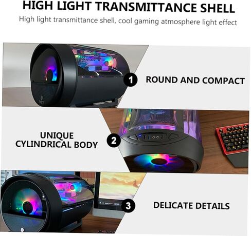 حافظة كمبيوتر الألعاب GALPADA برج تبريد المياه Matx مع لوحة دائرية RGB وحاوية مضيفة للكمبيوتر الشخصي باللون الأسود للاستخدام في المكتب والمقهى in Kuwait