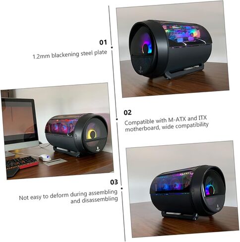 حافظة كمبيوتر ألعاب jojofuny مع زجاج مقسى دائري بانورامي RGB، هيكل تبريد مياه Matx، أسود، لبناء أجهزة الكمبيوتر المنزلية والمكتبية in Kuwait