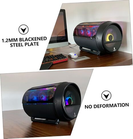 حافظة كمبيوتر ألعاب jojofuny مع زجاج مقسى دائري بانورامي RGB، هيكل تبريد مياه Matx، أسود، لبناء أجهزة الكمبيوتر المنزلية والمكتبية in Kuwait