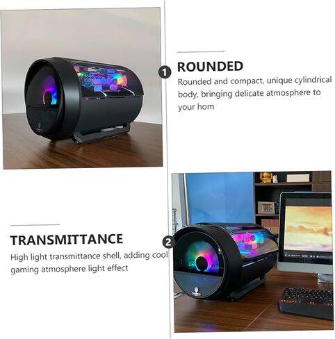 حافظة كمبيوتر مستديرة لتبريد المياه RGB للوحة الأم Matx، هيكل ألعاب معدل مع نافذة بانورامية، أسود، مناسب لأجهزة الكمبيوتر المنزلية والمقهى in Kuwait