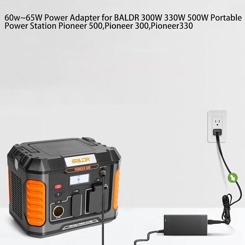 65W AC/DC Adapter Compatible with BALDR Pioneer 500 300 PIONEER300 PIONEER500 Baldr P330 330W Portable Power Station Westinghouse iGen300s Solar Generator Power Supply Wall Charger Plug in Kuwait