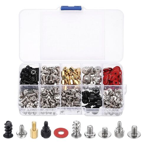 PATIKIL 350Pcs Computer Case Fan Screws Kit, Carbon Steel PC Cooling Fan Mount Screws for DIY Repair Motherboard Radiators PC Case, Black in Saudi Arabia
