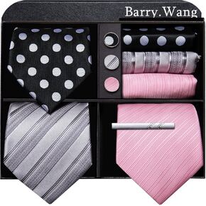 Barry.Wang مجموعة ربطات العنق الرجالية الحريرية لحفلات الزفاف المنسوجة من الحرير الرسمي غير الرسمي (4/6/8 قطعة) in Kuwait
