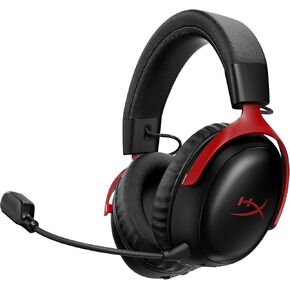 سماعة الألعاب اللاسلكية HyperX Cloud III S (متجددة) - 2.4 جيجا هرتز وبلوتوث، بطارية تصل إلى 120 ساعة/200 ساعة، برامج تشغيل بزاوية 53 مم، ميكروفون قابل للفصل، أسود/أحمر (متجدد) in Kuwait