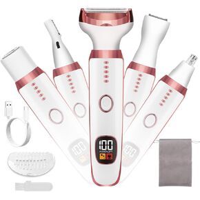 Electric Razor for Women Bikini Trimmer, MKIOVH Women's Shaver Cordless Portable 4 in 1 Painless Shaver, ​for face Legs Brows Nose Brows Nose Detachable Head USB Rechargeable Hair Trimmer in Kuwait