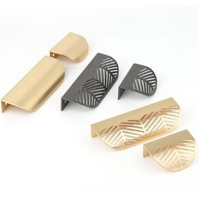 Cabinet Drawer Handle Leaf Shaped Handle Golden Brushed Hollow Handle Furniture Cabinet Leaf Knob Zinc Alloy Gold Cabinet Drawer with Screws(Large-Golden) in Saudi Arabia