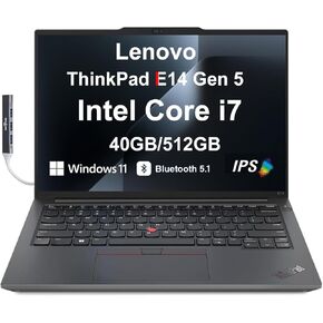كمبيوتر محمول للأعمال Lenovo ThinkPad E14 Gen 5، شاشة IPS WUXGA مقاس 14.0 بوصة (Intel Core i7-1355U (Beats AMD Ryzen 5 7535U) ذاكرة وصول عشوائي DDR4 سعة 16 جيجابايت، وذاكرة وصول عشوائي PCIe NVMe SSD بسعة 512 جيجابايت، وواي فاي 6E، وWin 11 Pro) مع موزع USB in Kuwait