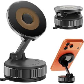 Magnetic Car Phone Holder 360° Adjustable Magsafe Car Mount Vacuum Suction Car Magsafe Phone Mount Cell Phone Holders for Your Car for iPhone 17/16/15/14/13/12 Series in Saudi Arabia