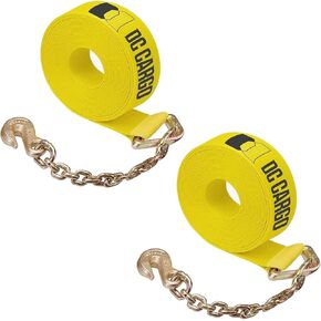 Two 4-in. X 30-Ft. Heavy-Duty Winch Straps with Chain End and Grab Hook, 16,200 Lbs. Break Strength | Chain TieDowns by DC Cargo Mall in Saudi Arabia