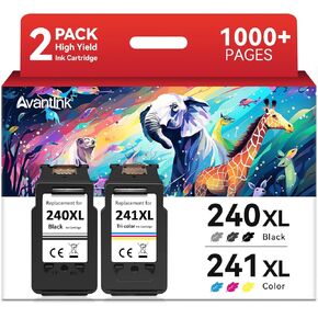 خرطوشة حبر PG-240 CL-241 XL متوافقة مع Canon 240XL 241XL Combo Pack لطابعة PIXMA MG3600 MG3620 TS5120 MG3520 MX472 TS5100 MG3220 MG3520 MG2120 MX472 (1 أسود، 1 لون) in Kuwait