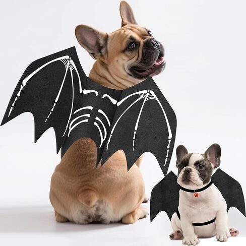 Olanrun Large Dog Halloween Costumes, Adjustable Dog Bat Wings Costumes for Large Dogs with Pumpkin Bell Skeleton Print On The Back, Pet Costume Halloween Cosplay Party Dress Up, XL Black in Saudi Arabia