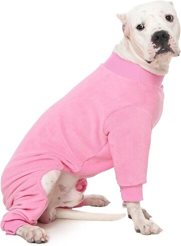 Dog Winter Coat Fleece Pajamas for Large Dogs Female Male Soft Onesie Pjs with Feet Pet Cold Weather Jacket Pullover, NavyBlue L in Saudi Arabia