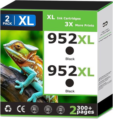 952XL Black Ink Cartridges Compatible for HP 952 XL Ink Replacements for HP 952 balck ink 952xl Work with OfficeJet Pro 7740 8710 8715 8720 8702 8715 8725 8730 8732M 8736 8743 Printer(2 Pack Black) in Kuwait