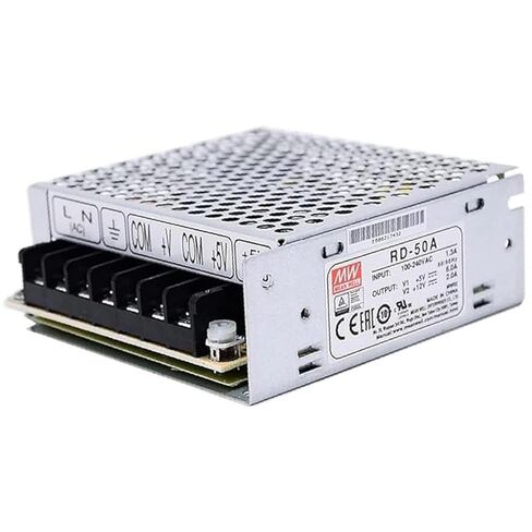 Mean Well RD-50A-VP Enclosed Switching AC-to-DC Power Supply, Dual Output, 5V-12V, 54W, 1.4" H x 3.8" W x 3.9" L in Saudi Arabia